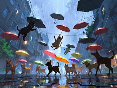 it's raining cats and dogs