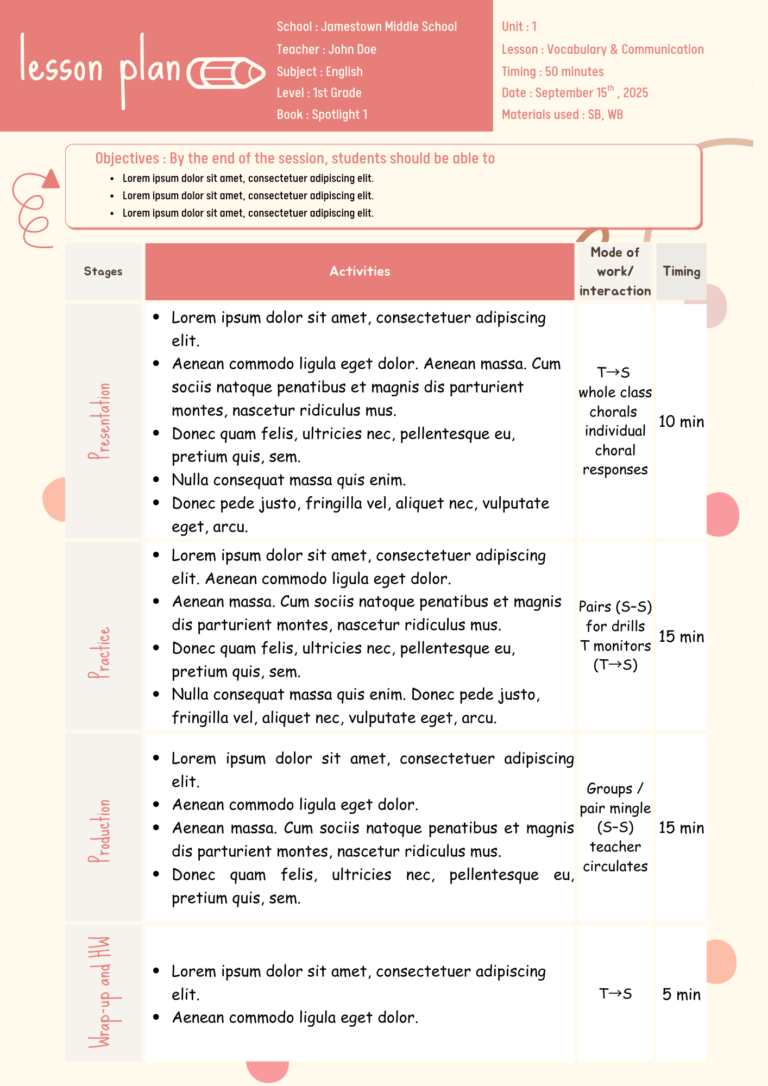 Free can canva lesson plan template for moroccan efl teachers