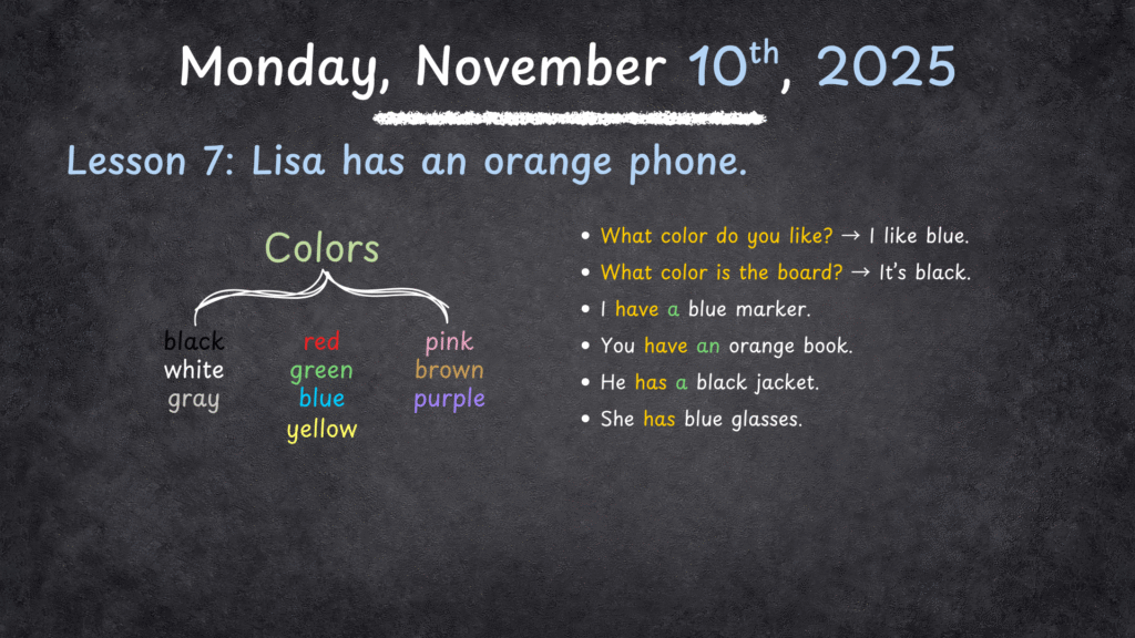 Spotlight 1 Lesson 7 Lisa has an orange phone